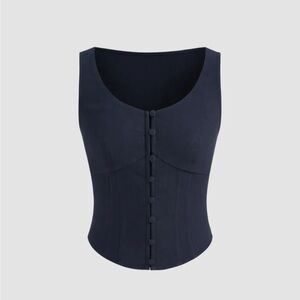 Corset button down crop tank top